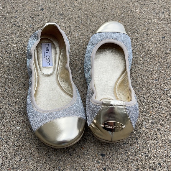 Jimmy Choo gold (and sparkly) flats size 38 - Picture 2 of 6